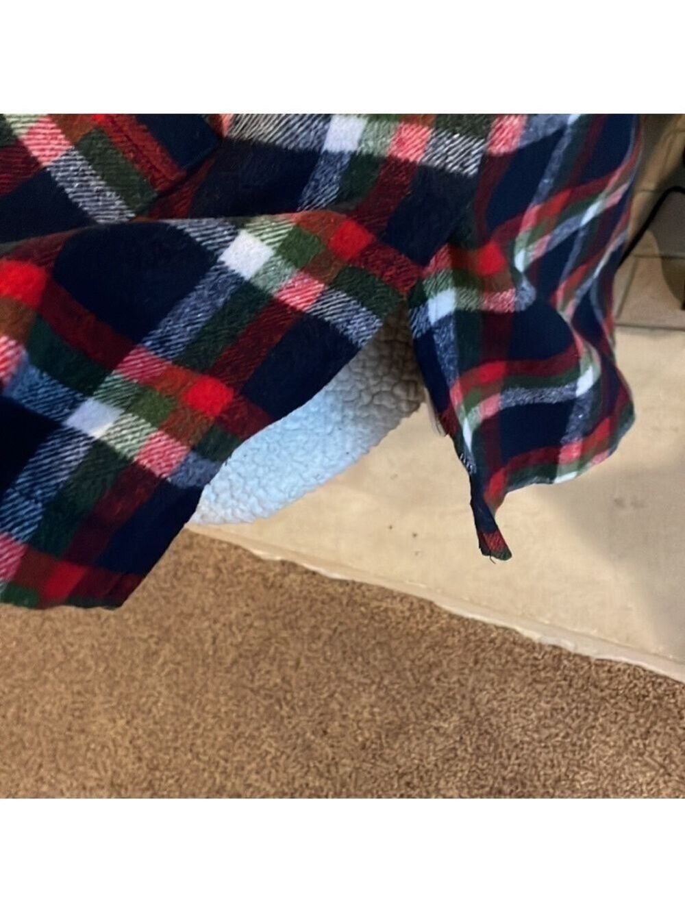 Hem & Thread plaid vest with Sherpa lined collar sz M/L blue green red white - Picture 5 of 6